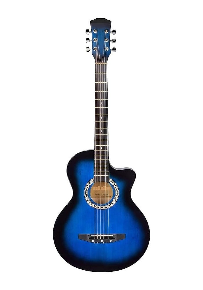 MegArya Basswood Acoustic Guitar Beginner Kit with Gig Bag, Strings, and Strap - Blue - Image 3