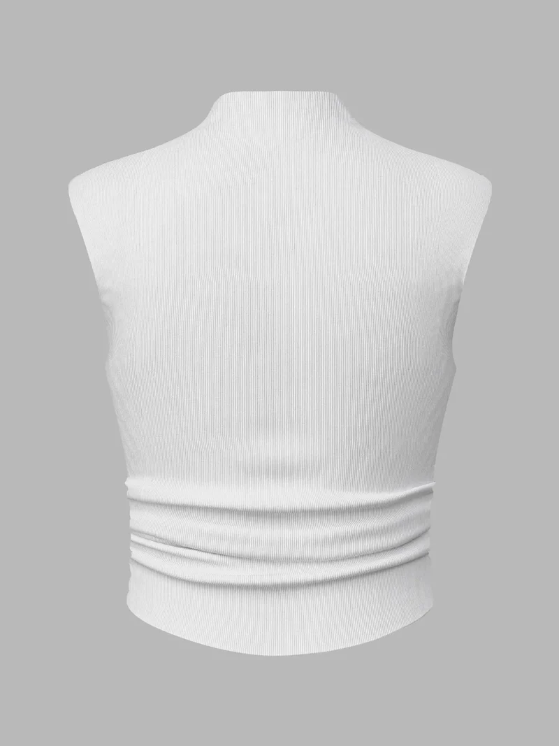 HICCUP Ruched Half Turtleneck Crop Top