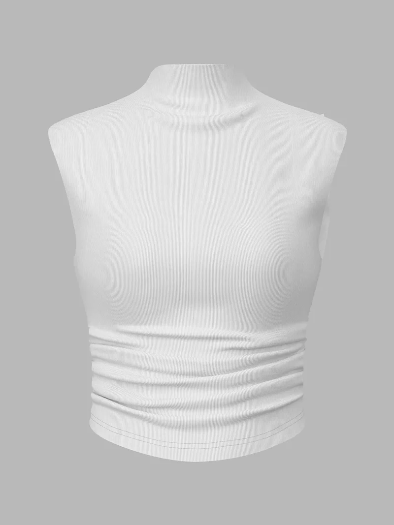 HICCUP Ruched Half Turtleneck Crop Top