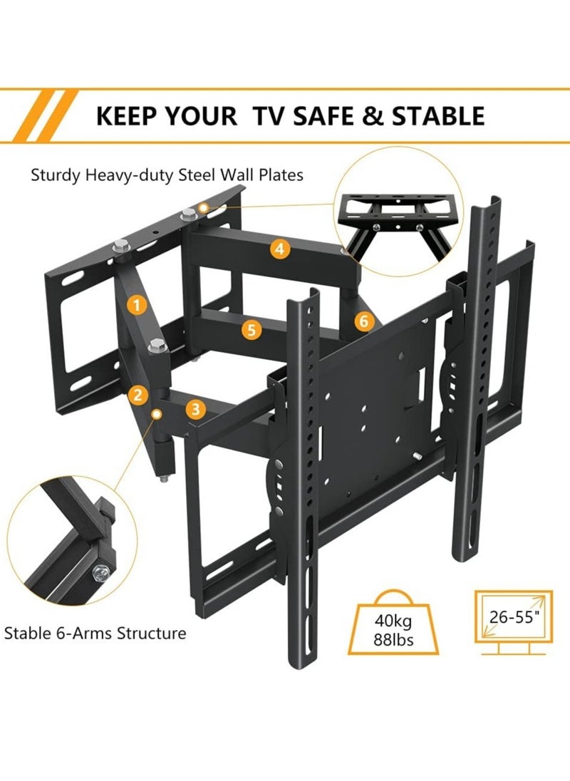 ELTRAZONE TV Stand/Television Stands for 26-75 Inch TV. Wall Mount TV Stand with Rugged Double Arm Bracket, Standard Load-bearing 26"-55", Maximum size 75 inch, Universal TV Stand Holds Up to 40kg.  - Image 2