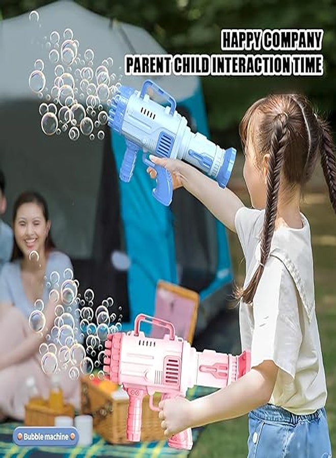 32-Hole Bubble Blaster Gun – Bazooka Bubble Machine for Kids (Blue) - Image 1