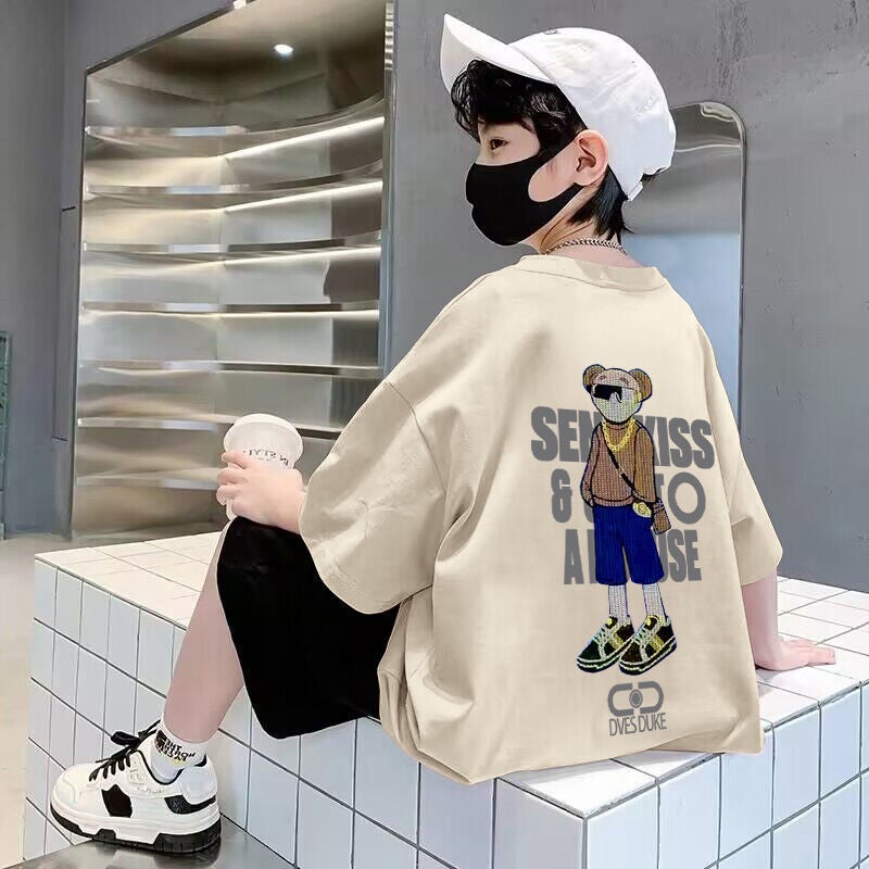 Children'S Wear Boy'S Short-Sleeved T-Shirt Summer Children'S Breathable Summer Wear Boy'S Big Boy'S Half-Sleeved Cotton Loose New Fashion - Image 1