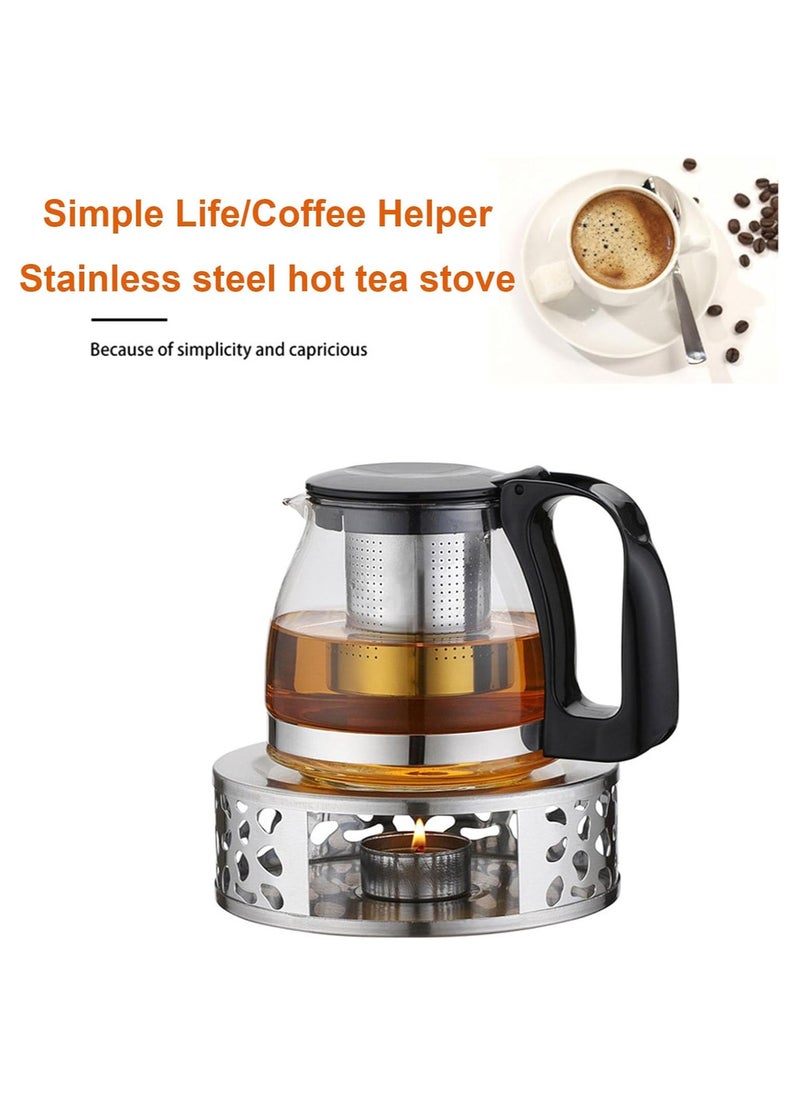 DELGREEN Teapot Warmer, Stainless Steel Teapot Warmer with Tea Light Candle Holder for Tea and Coffee Pots, Teapot Warmer Base For Home Office Tea House(Teapot not included)  - Image 2