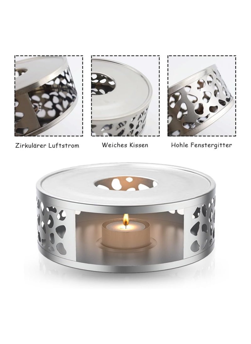 DELGREEN Teapot Warmer, Stainless Steel Teapot Warmer with Tea Light Candle Holder for Tea and Coffee Pots, Teapot Warmer Base For Home Office Tea House(Teapot not included)  - Image 3