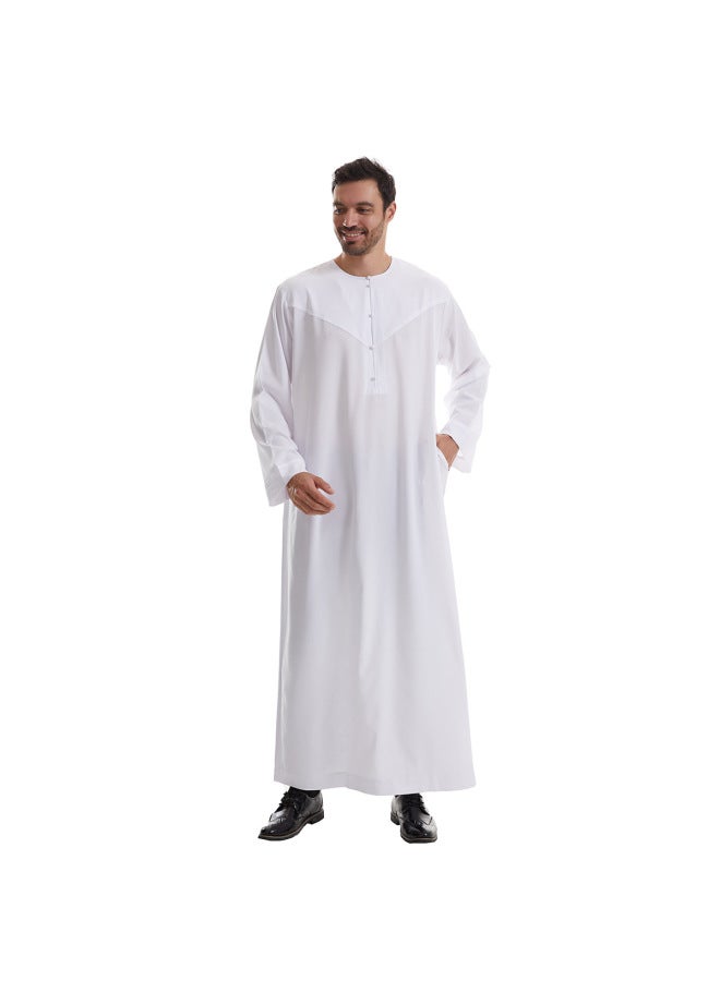 عباية - قميص رجالي طويل بياقة واقفة - رمادي، مقاس XXL - ملابس تقليدية، ملابس إسلامية، زي إسلامي، زي عرقي، قفطان دبي - Image 3