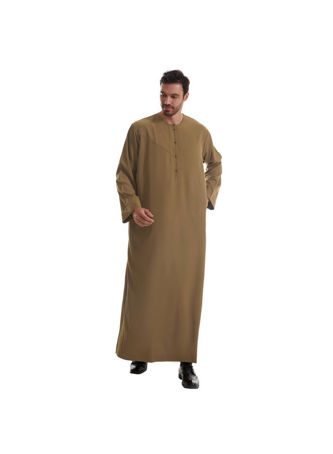 عباية - قميص رجالي طويل بياقة واقفة - رمادي، مقاس XXL - ملابس تقليدية، ملابس إسلامية، زي إسلامي، زي عرقي، قفطان دبي - Image 4