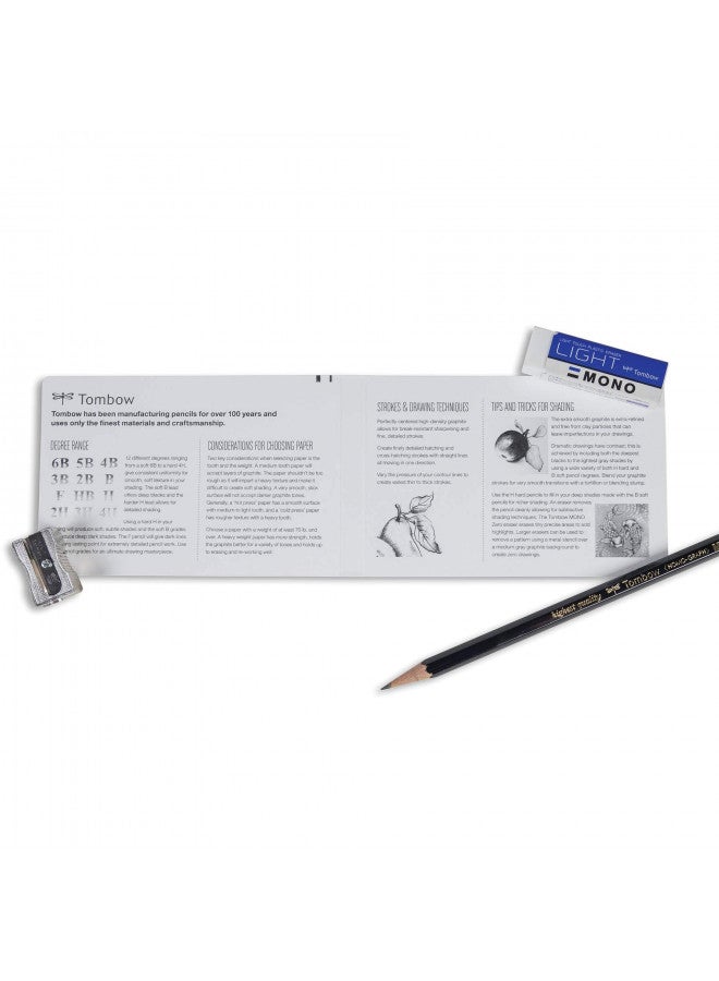 Tombow طقم أقلام الرسم تومبو 51523 مونو، درجات متنوعة، 12 قطعة. طقم أقلام جرافيت بجودة احترافية مع ممحاة ومبراة - Image 4