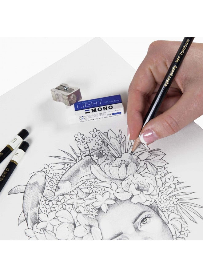Tombow طقم أقلام الرسم تومبو 51523 مونو، درجات متنوعة، 12 قطعة. طقم أقلام جرافيت بجودة احترافية مع ممحاة ومبراة - Image 5