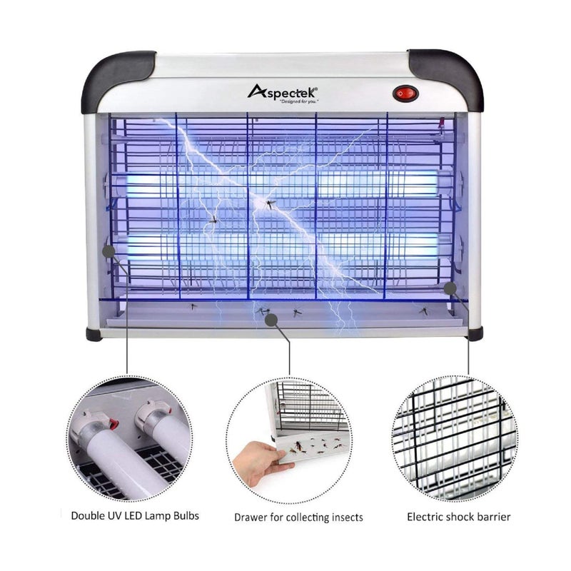 ASPECTEK Insect Killer, Bug Zapper, Powerful 20W Electronic Indoor Fly Zapper for Mosquito, Fungus Gnat, Asian Beetle, Moth, Flying Pests - Indoor Use, Includes 2-Pack Replacement Bulbs - Image 3