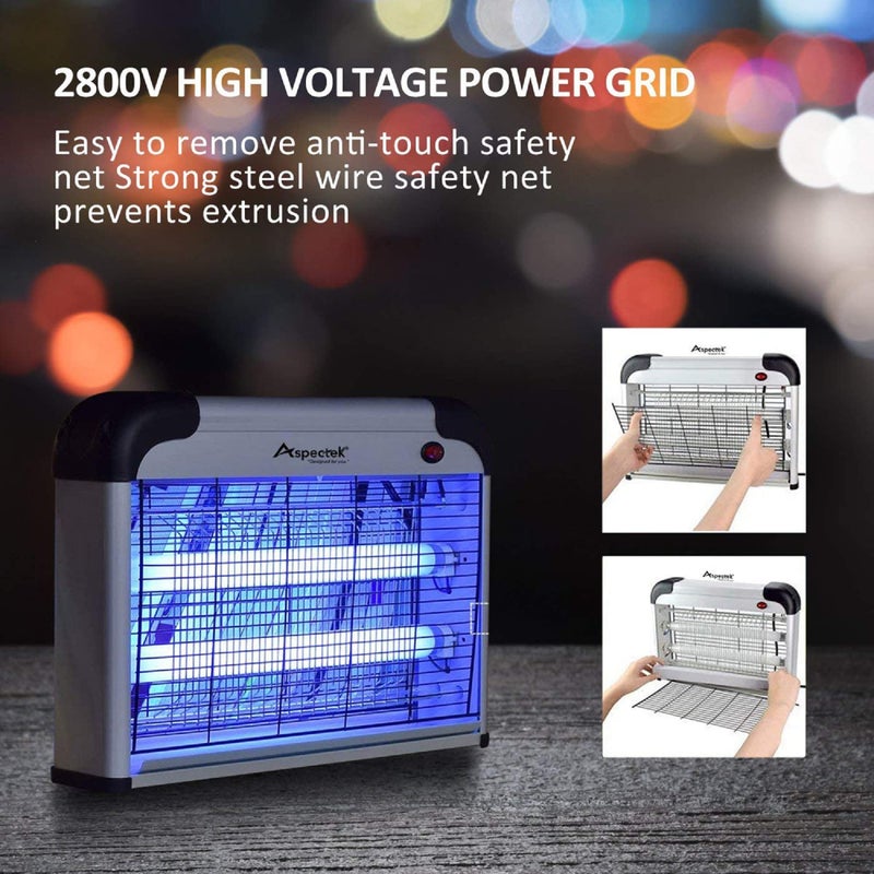 ASPECTEK Insect Killer, Bug Zapper, Powerful 20W Electronic Indoor Fly Zapper for Mosquito, Fungus Gnat, Asian Beetle, Moth, Flying Pests - Indoor Use, Includes 2-Pack Replacement Bulbs - Image 5