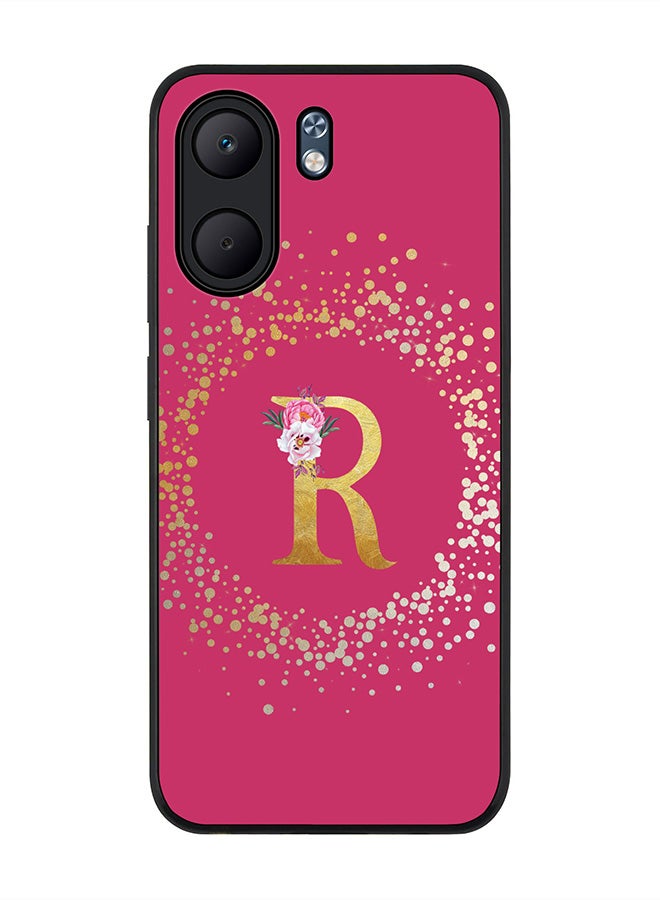 Stylizedd For Oppo A5x 5G / A5x 4G Case,Slim fit Camera Protection, Shockproof Thin Phone cover  - Custom Monogram Floral - R ( Deep Pink )