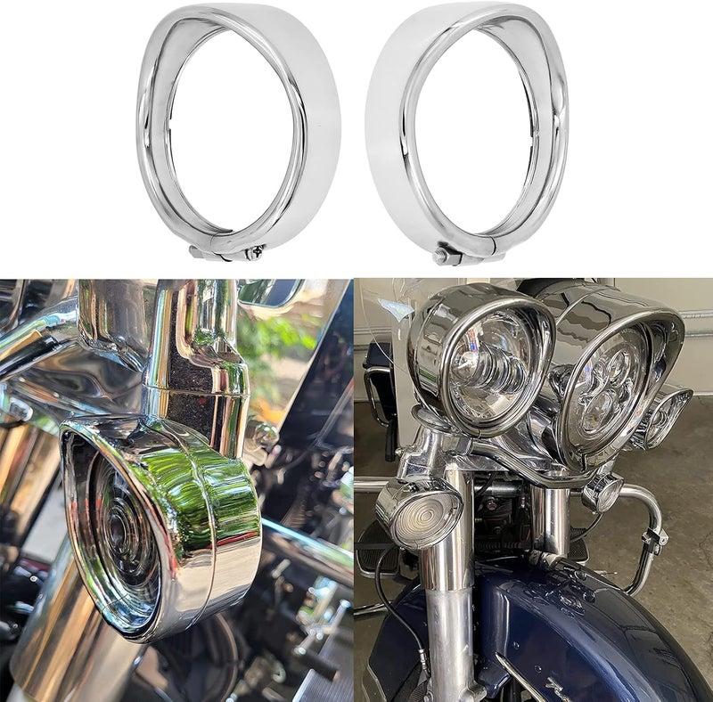 HDBUBALUS Chrome Visor Style Turn Signal Trim Ring Cover for Harley Touring Electra Glide Road King Softail - Image 1