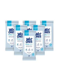 Wet Ones Wet Ones Body Wipes, Clean Scent Body Cleansing Wipes | Travel Size Wipes | 28 ct. (6 pack)  - Image 1