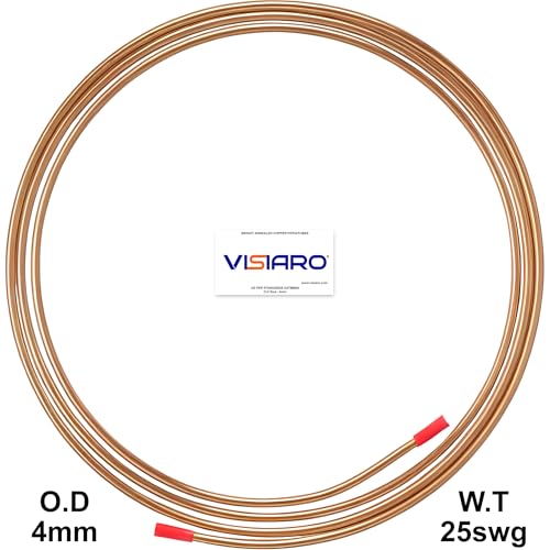 Visiaro Round Pure Soft Copper Tube, 3mtr, Outer Dia 4 mm, Wall Thickness 25 swg, 99.9% Purity, Industrial Metal, Seamless Pipe for Air Conditioning, Refrigeration, Plumbing Systems and DIY Projects - Image 2