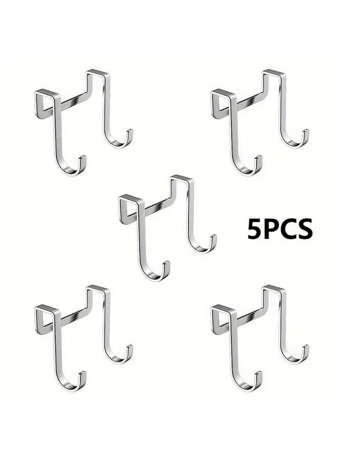 5 Pack Perforation Free S Type Double Hooks Metal Door Hanger For Bathroom Kitchen - Image 1