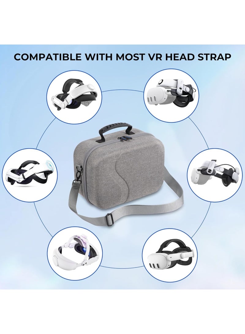 Zikra Large Carrying Case for Meta Quest 3, Hard Travel Case Compatible with Battery Head Strap, Controllers and Other Accessories, Hard Shell Case and Superior Protection for Oculus Quest 3 (Grey) - Image 2