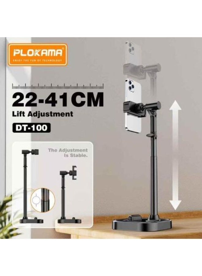PLOKAMA DT-100 Lift Desk Phone and Tablet Holder - Adjustable (22-41cm), 360 Rotation°, Fixed Metal Base for Calls, Photography and Watching - Image 5