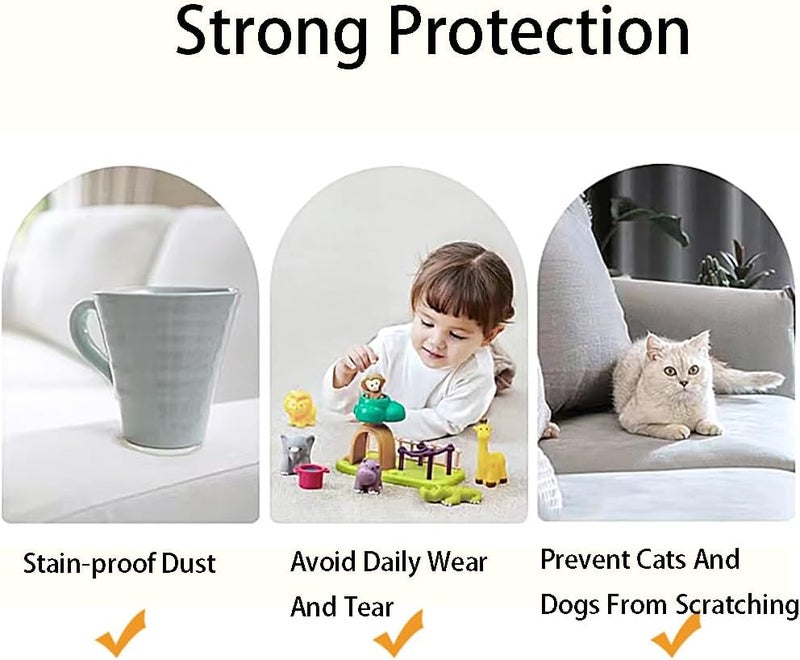 Chaexii Premium Polyester Sofa Arm Cover, Scratch Resistant Protector Covers,Elastic Armrest Covers for Square/Curved/Sloping Couch Armrests, 2Pcs- Warm White - Image 3