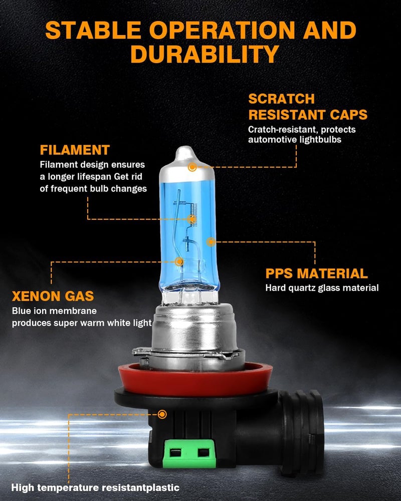 NSDXCT High Performance Halogen Headlight Bulbs for Jeep Grand Cherokee 2011-2016 - 9005 High Beam + H11 Low Beam - Image 2