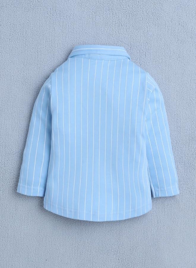 BUMZEE Boys Cotton Full Sleeves Formal Set Sky Blue & Navy - 0-6 Months (Peb10793B-sbl) - Image 3