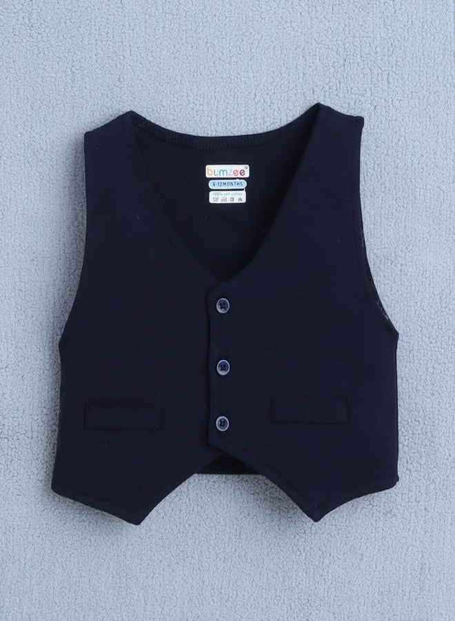 BUMZEE Boys Cotton Full Sleeves Formal Set Sky Blue & Navy - 0-6 Months (Peb10793B-sbl) - Image 4