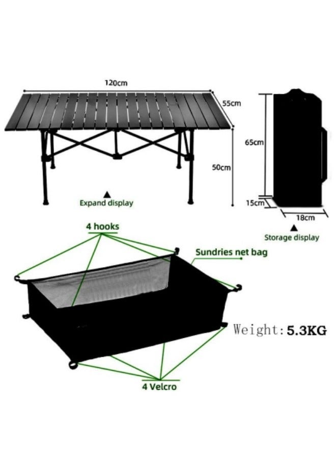Large Foldable Table,Portable Camping Table,Picnic Table,Backpacking Table with Storage Waterproof Pocket, 120 * 55 * 50cm - Image 3
