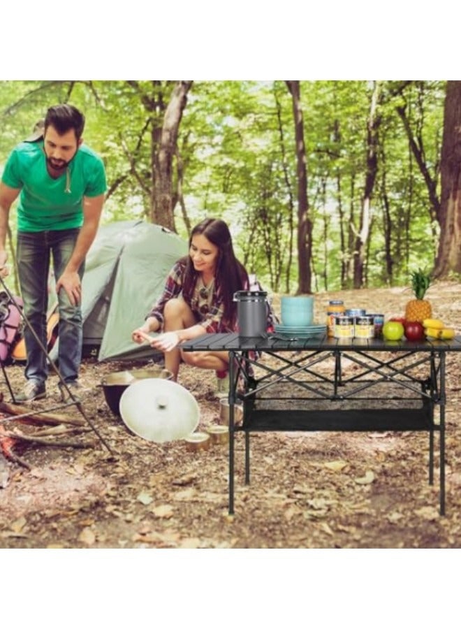 Large Foldable Table,Portable Camping Table,Picnic Table,Backpacking Table with Storage Waterproof Pocket, 120 * 55 * 50cm - Image 2
