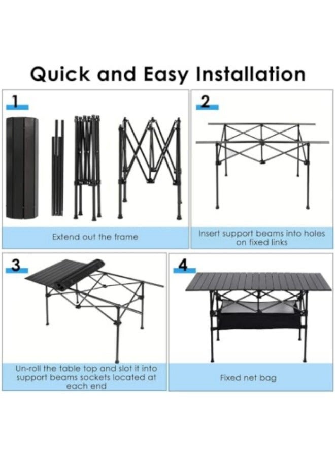 Large Foldable Table,Portable Camping Table,Picnic Table,Backpacking Table with Storage Waterproof Pocket, 120 * 55 * 50cm - Image 5