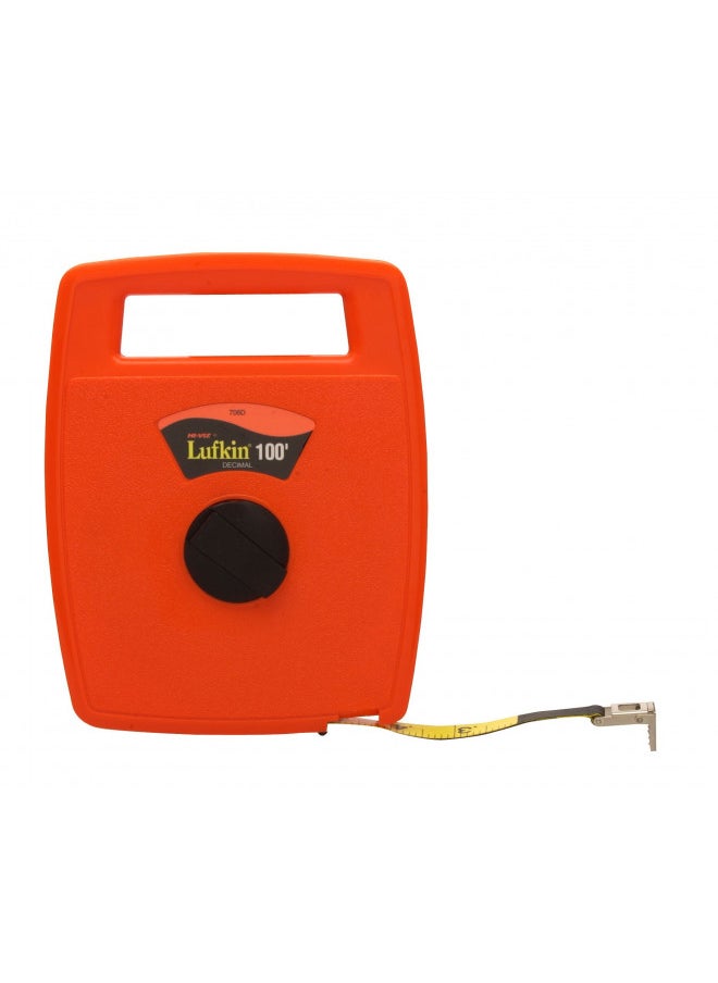 Lufkin Crescent Lufkin 1/2" x 100' Hi-Viz Orange Linear Engineer's Fiberglass Tape Measure - 706D 