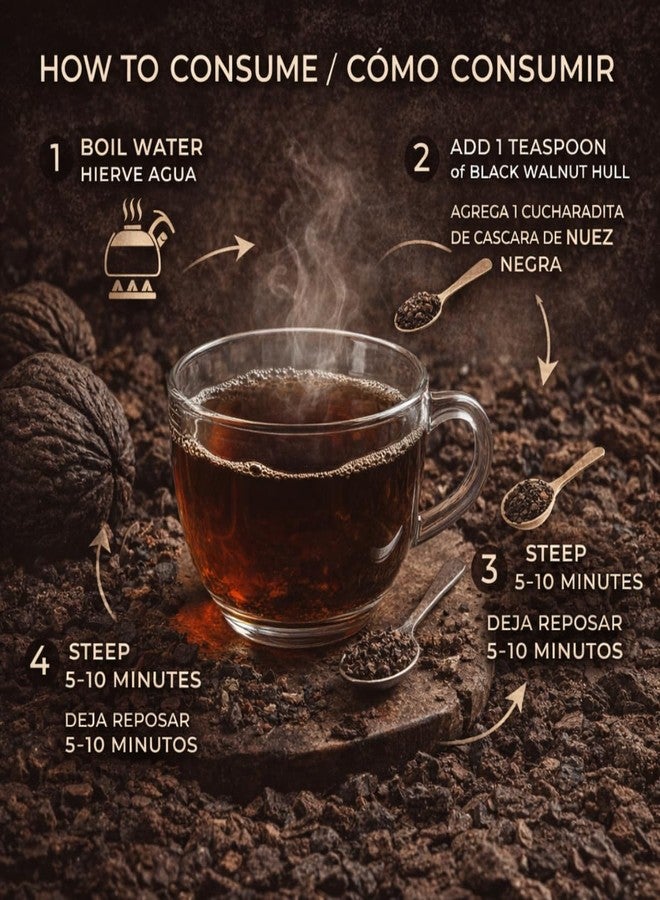 HERBALISTA شاي هيرباليستا العشبي السائب بقشر الجوز الأسود 114 غرام (4 أونصة) - كاسكارا دي نويز نيجرا - شاي أعشاب بري - لصحة الجهاز الهضمي والبشرة - خالٍ من الكافيين، غير معدل وراثيًا، وخالٍ من الإضافات - Image 3
