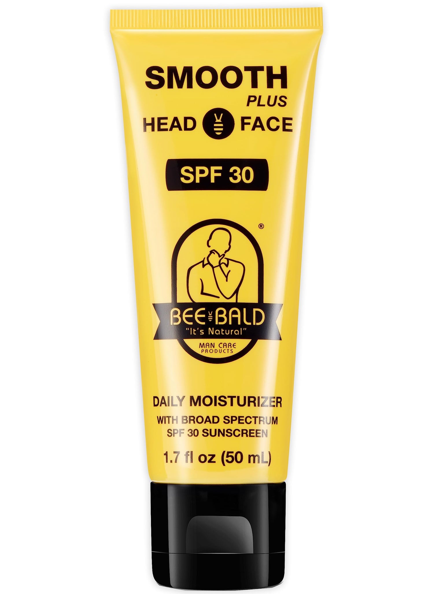 Bee Bald - Bee Bald SMOOTH PLUS Head & Face Moisturizer with SPF 30 Sunscreen Lotion Protecting Skin From Harmful UVA/UVB Rays While Hydrating, Moisturizing and Toning, 1.7 Fl Oz - Image 1