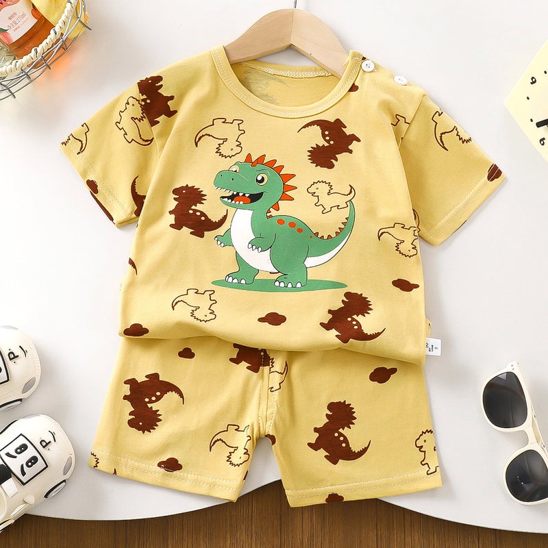 Children'S Short-Sleeved Suit Pure Cotton Korean Style Boys' Shorts Thin Children'S Clothing Girls' Summer Clothing - Image 1