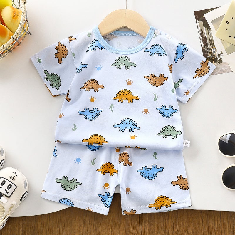 Children'S Short-Sleeved Suit Pure Cotton Korean Style Boys' Shorts Thin Children'S Clothing Girls' Summer Clothing - Image 5