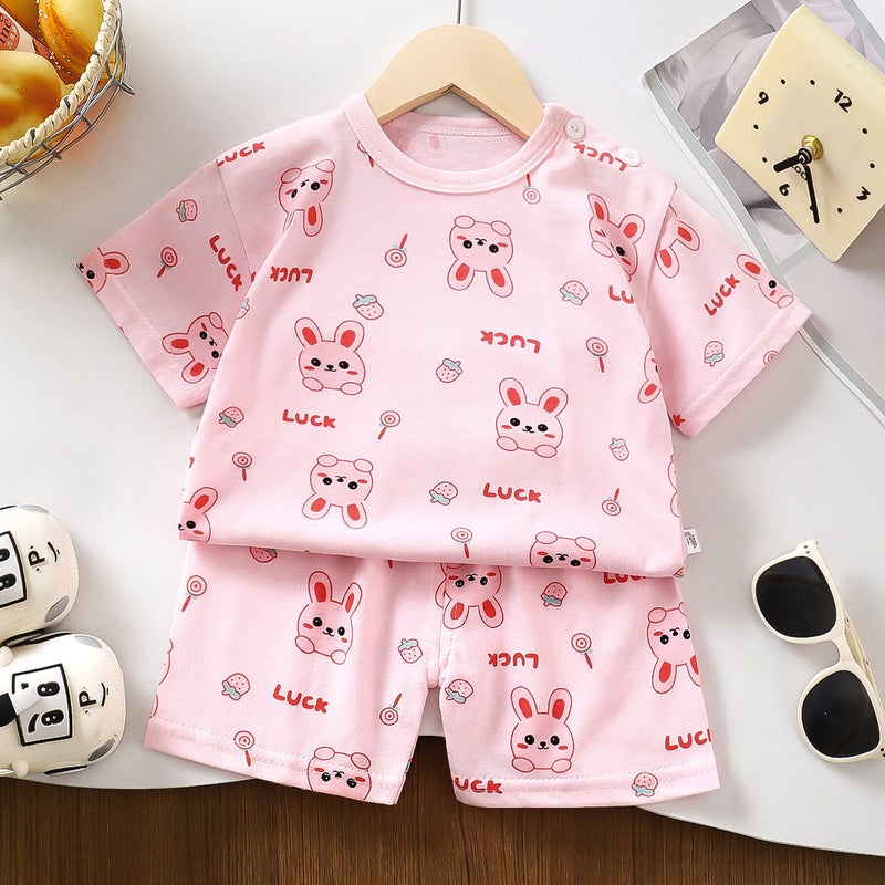 Children'S Short-Sleeved Suit Pure Cotton Korean Style Boys' Shorts Thin Children'S Clothing Girls' Summer Clothing - Image 2