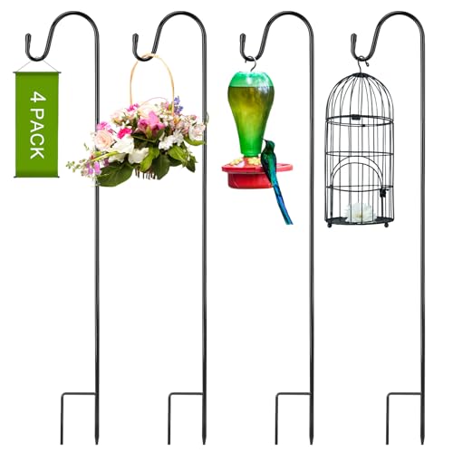 Suzile 4 Pcs 32 Inch Shepherds Hooks for Outdoor Bird Feeders Pole Metal Garden Hooks Hangers for Hanging Plants Lanterns Solar Lights Windchime Weddings Decor - Image 1