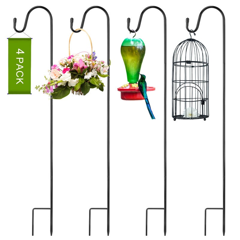 Suzile 4 Pcs 32 Inch Shepherds Hooks for Outdoor Bird Feeders Pole Metal Garden Hooks Hangers for Hanging Plants Lanterns Solar Lights Windchime Weddings Decor - Image 2