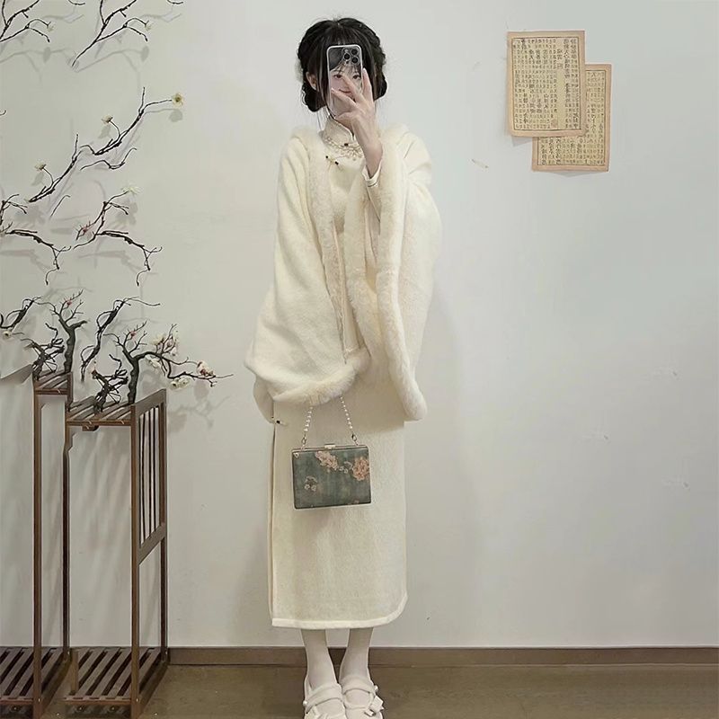 Republic Of China Style Retro New Chinese Cheongsam Improved Super Fairy Daily Wear Fake Two-Piece Velvet Thickened 2023 - Image 4