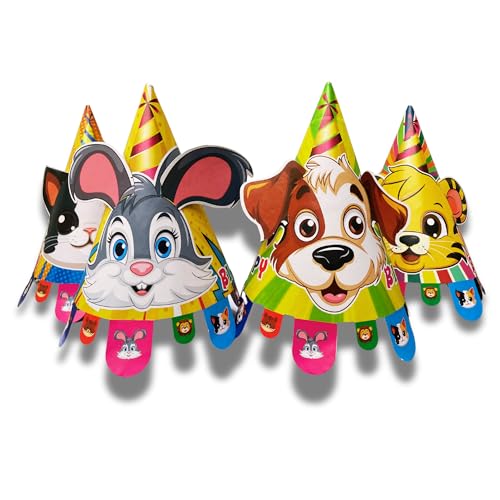 Festi Duck Animal Theme Pop-Out Ears Birthday Party Caps Pack of 8 – Fun and Durable Caps for Kids’ Celebrations, for All Ages - Image 1
