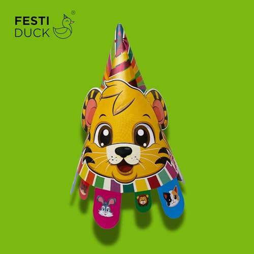 Festi Duck Animal Theme Pop-Out Ears Birthday Party Caps Pack of 8 – Fun and Durable Caps for Kids’ Celebrations, for All Ages - Image 4