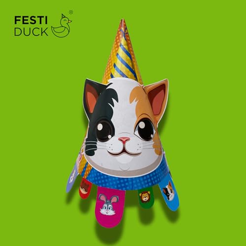 Festi Duck Animal Theme Pop-Out Ears Birthday Party Caps Pack of 8 – Fun and Durable Caps for Kids’ Celebrations, for All Ages - Image 5