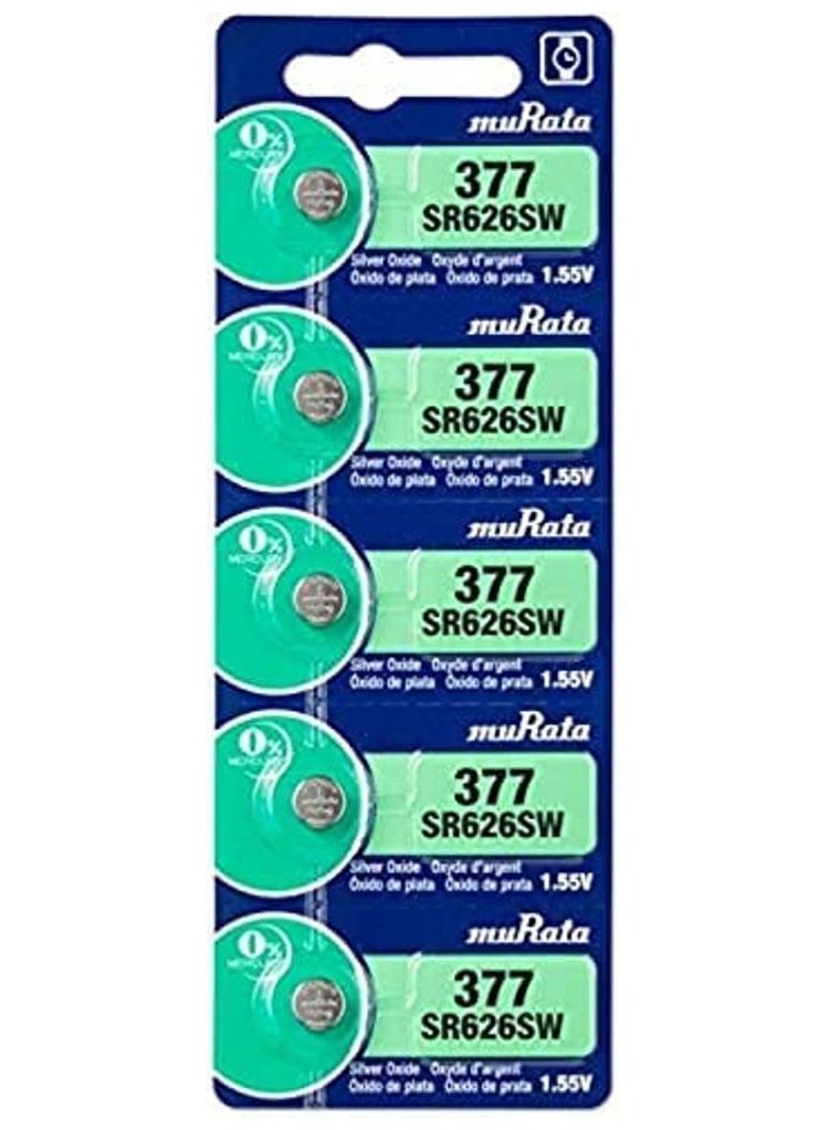 muRATA 5-Pieces Murata SR626SW / 377 Silver Oxide 1.55V (muRata) Japan Batteries - Image 1
