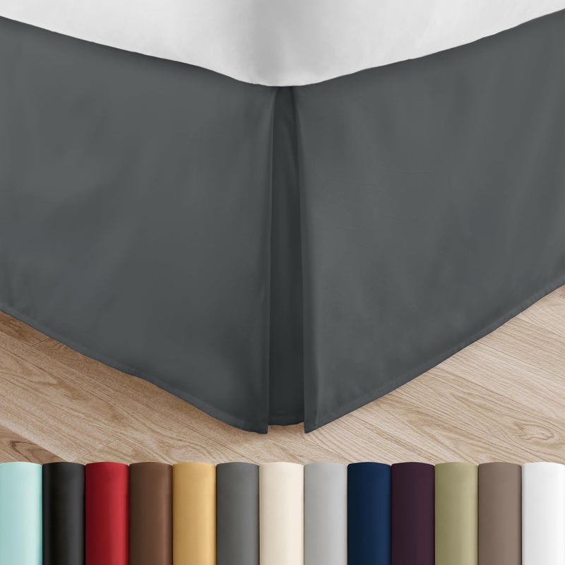 Linen Market تنورة سرير سوق الكتان - الألياف الدقيقة الناعمة - سهلة مع قطرة مصممة بحجم 14 بوصة - انكماش جودة الفندق وتلاشي مقاوم - تغطية السرير - Cal King Skirt - غرفة نوم D؟ Cor - (Cal King Gray)  - Image 1
