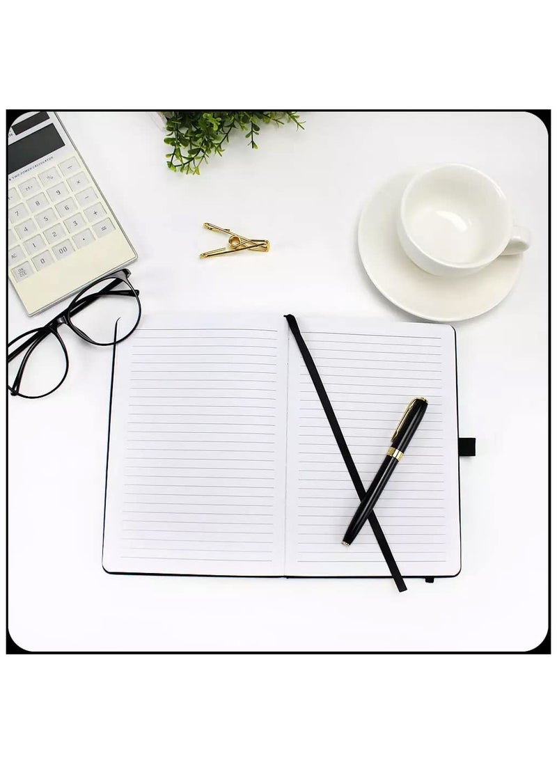Scrolls Classic Lined Hard Cover Notebook A5 Journal Notebook Diary Writing Pads Notebooks with Pen Holder Pack of 2 Black  - Image 5