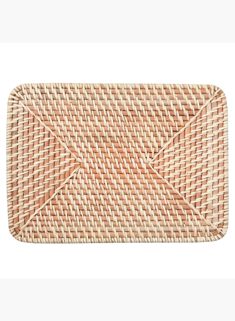 MUJI Stackable Rattan Rectangular Basket Lid, 36 x 26 x 2 cm, Natural