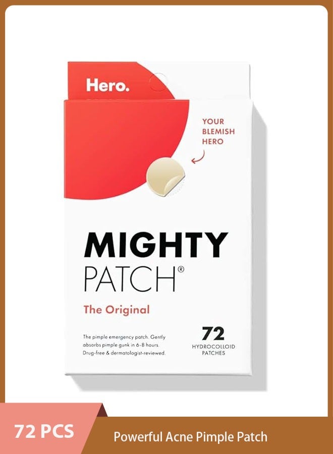 Hero (72 Count)Powerful Acne Pimple Patch – Hydrocolloid Spot Treatment for Face and Skin, Invisible Waterproof Acne Patch for Overnight Healing - Image 1