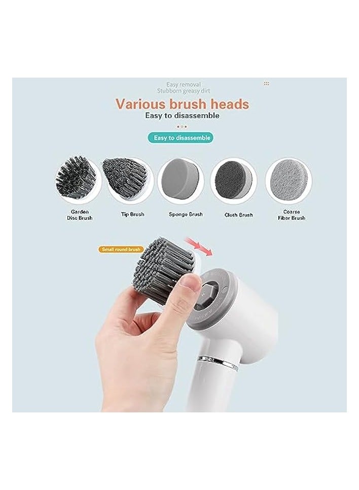 erorex Electric Spin Scrubber,Portable Cleaning Brush with 6 Brush Heads,Cordless Handheld Cleaning Tool 2 Speed Bathroom Scrub Brush Rechargeable Grout Brush Power Scrubber for Tub/Wall Tile/Floor/Kitchen - Image 2