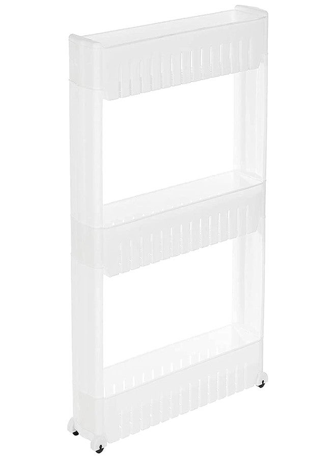 VISHVA 3 Layer White Slim Rack Storage Rack Space Saving Slim Side Rack Shelf Storage Organizer Plastic Kitchen Trolley Rack Holder (3 Layer, Slim Rack) - Image 5