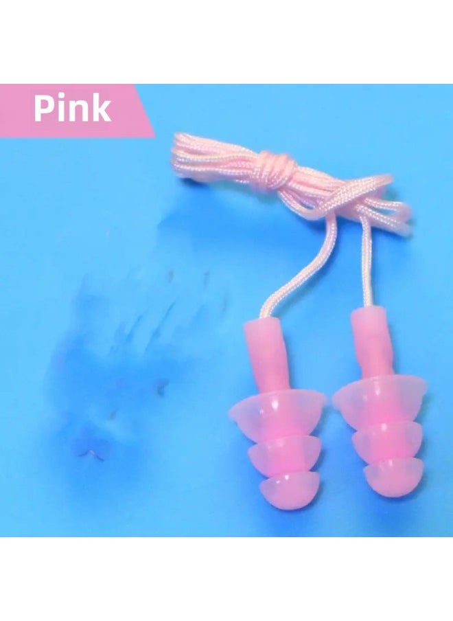 Generic Silicone Swimming Special Nose Clip Silicone Anti-soft Nose Diving Swimming Adults And Children Universal Anti-choking Nasal Plug-Colour:Pink Anti-falling Corded Earplugs-three Pack  - Image 1
