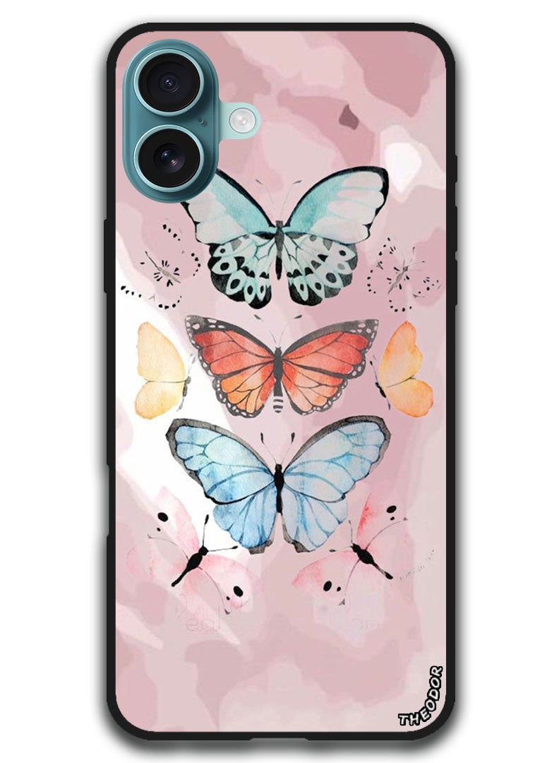 Theodor Protective Case Anti Scratch Shock Proof Bumper Cover For iPhone 16 (6.1)-inch Butterflies - Image 1