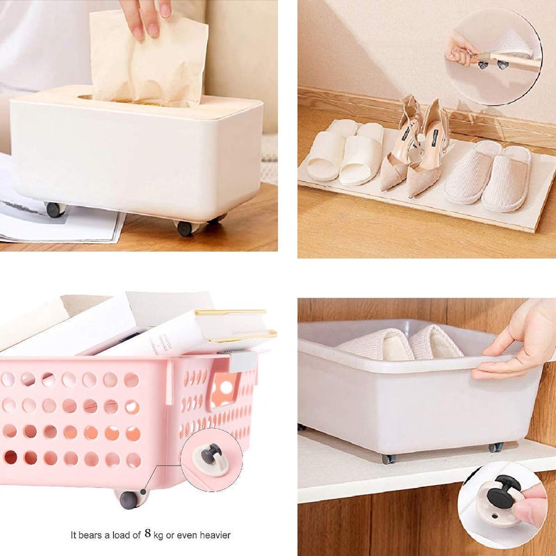Dwariyan Self Adhesive Caster Wheels Non Swivel Sticky Casters for Furniture Storage Bins Plastic and Cardboard Heavy Duty with High Capacity Easy Application 4 psc - Image 5